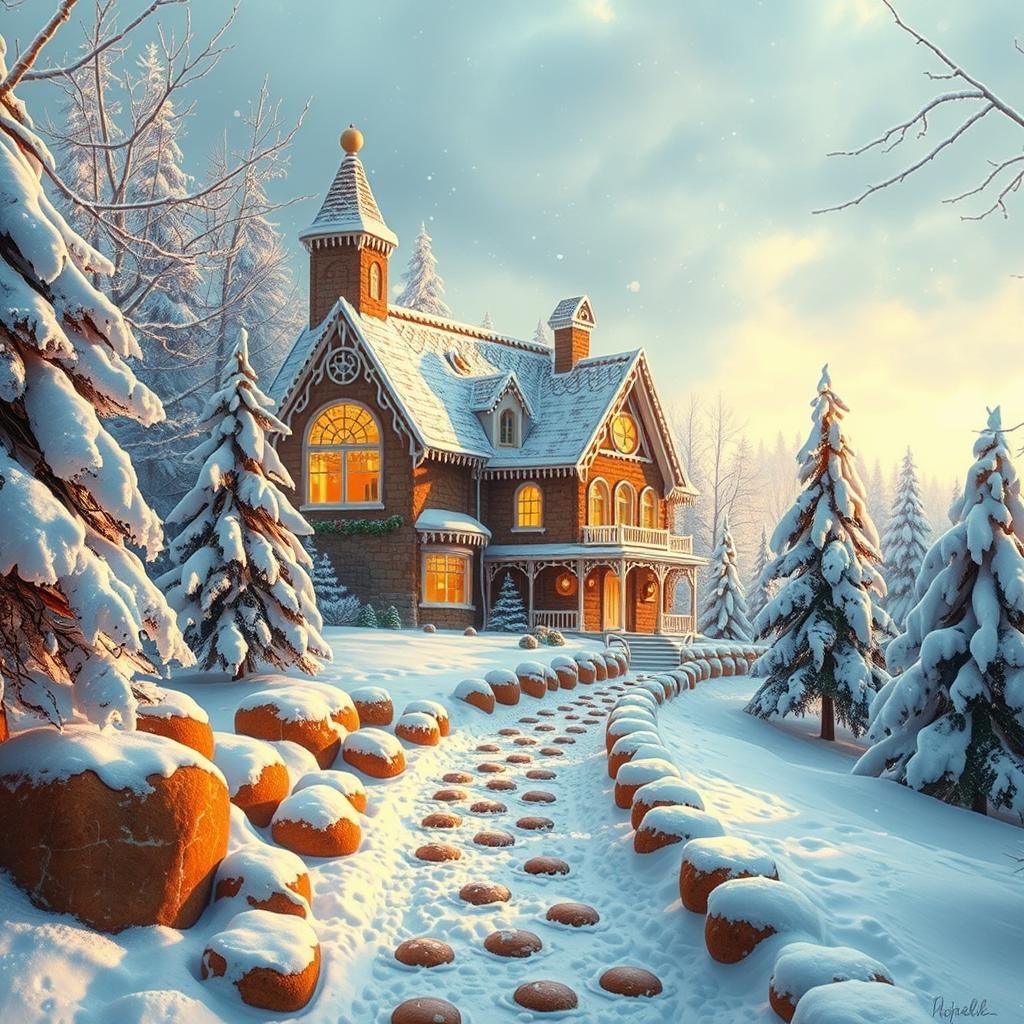 Steampunk Gingerbread House in Winter Wonderland