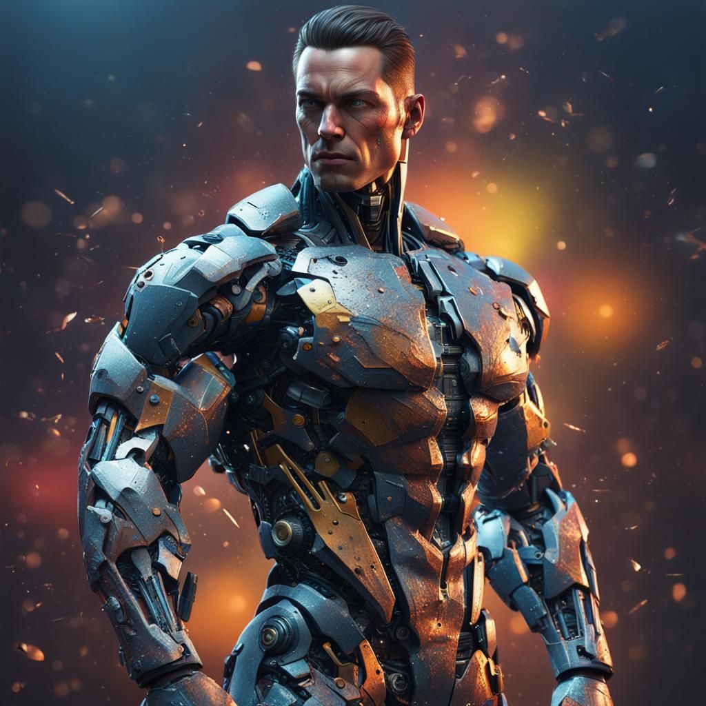 Damaged Android Model with Bodybuilder Physique