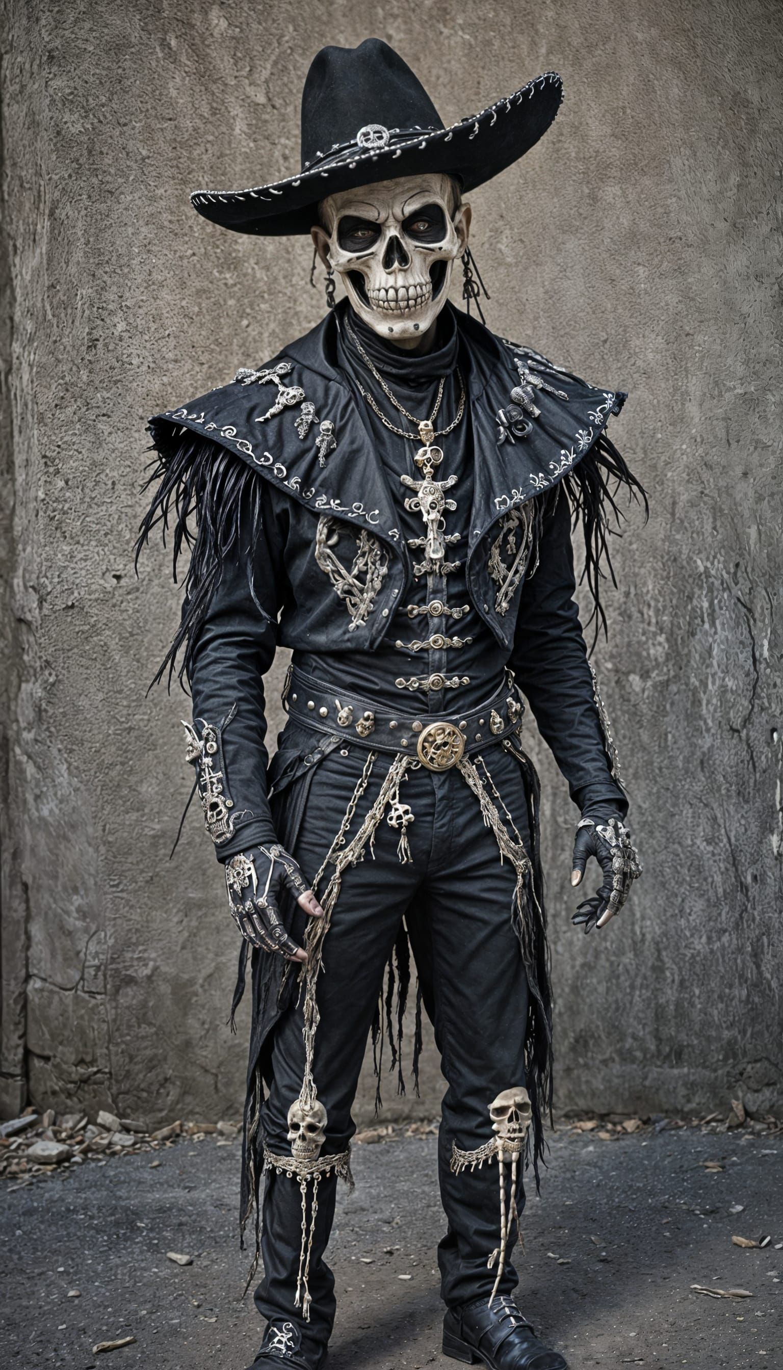 Creepy Skeletal Charro Spectre Casts a Spell