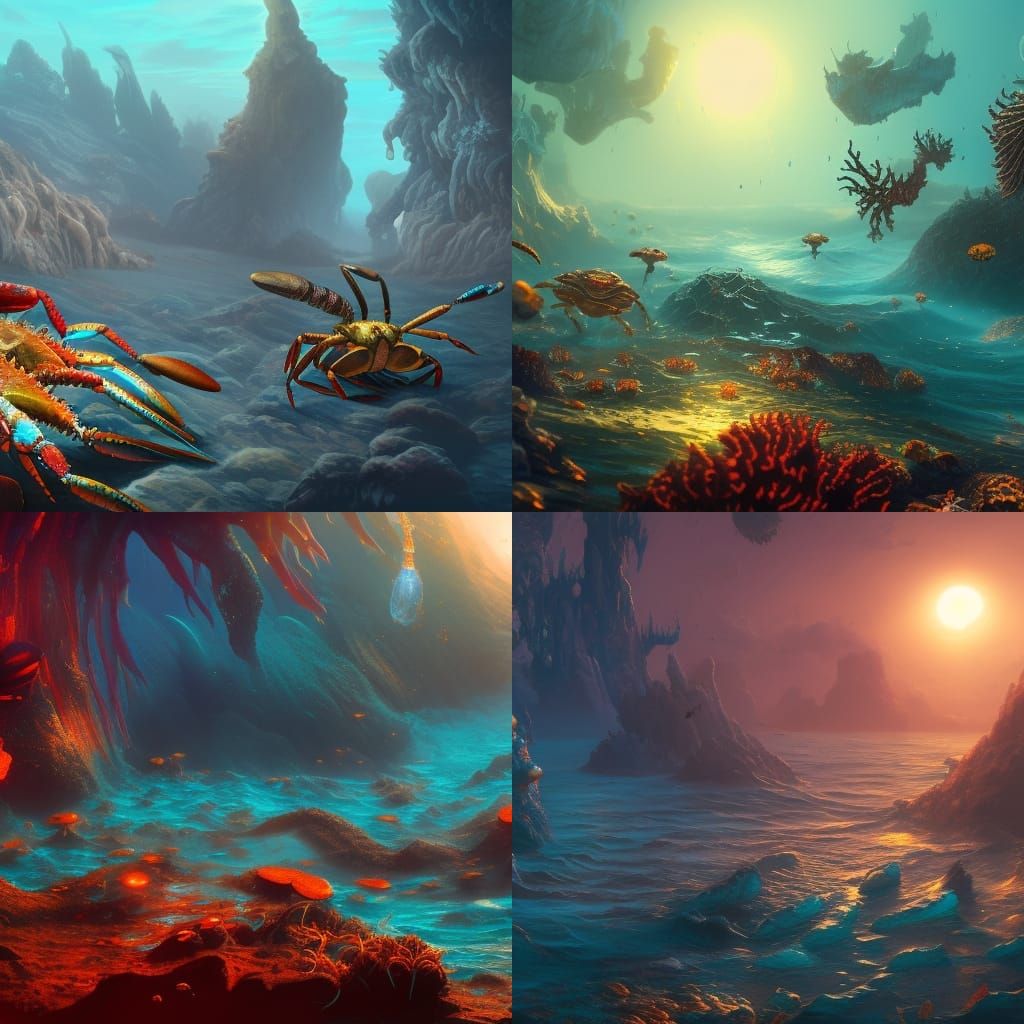 Crabs in Sunlight: Detailed Matte Painting