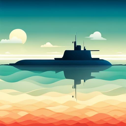 Submarine in Vector Art by Édouard Debat-Ponsan