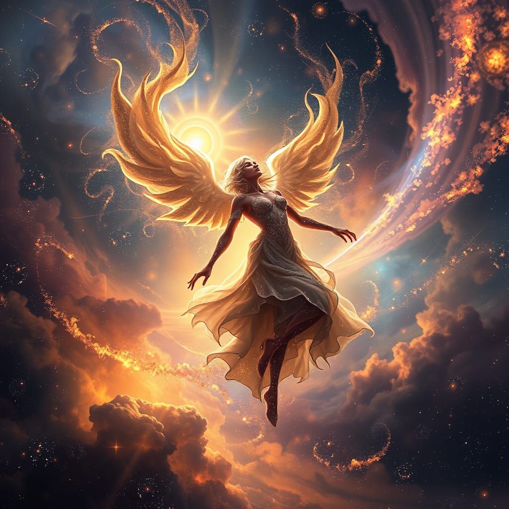 Cosmic Dance: A Digital Painting of Galactic Birth