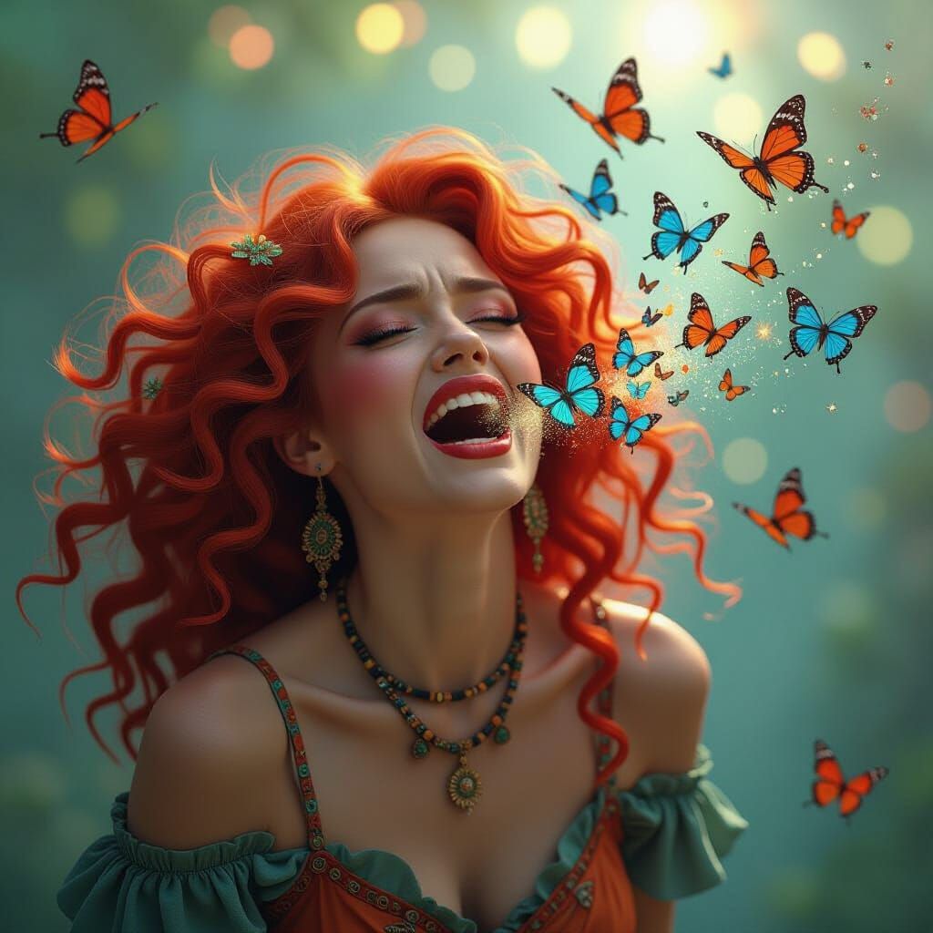 Butterfly Scream: A Vibrant Digital Art Portrait