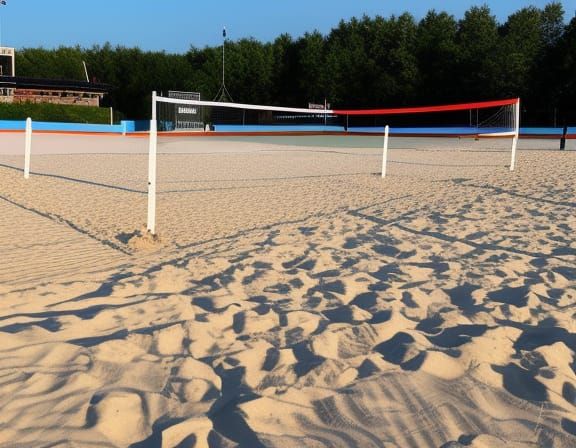 Vibrant Beach Volleyball Court on Sunny Day