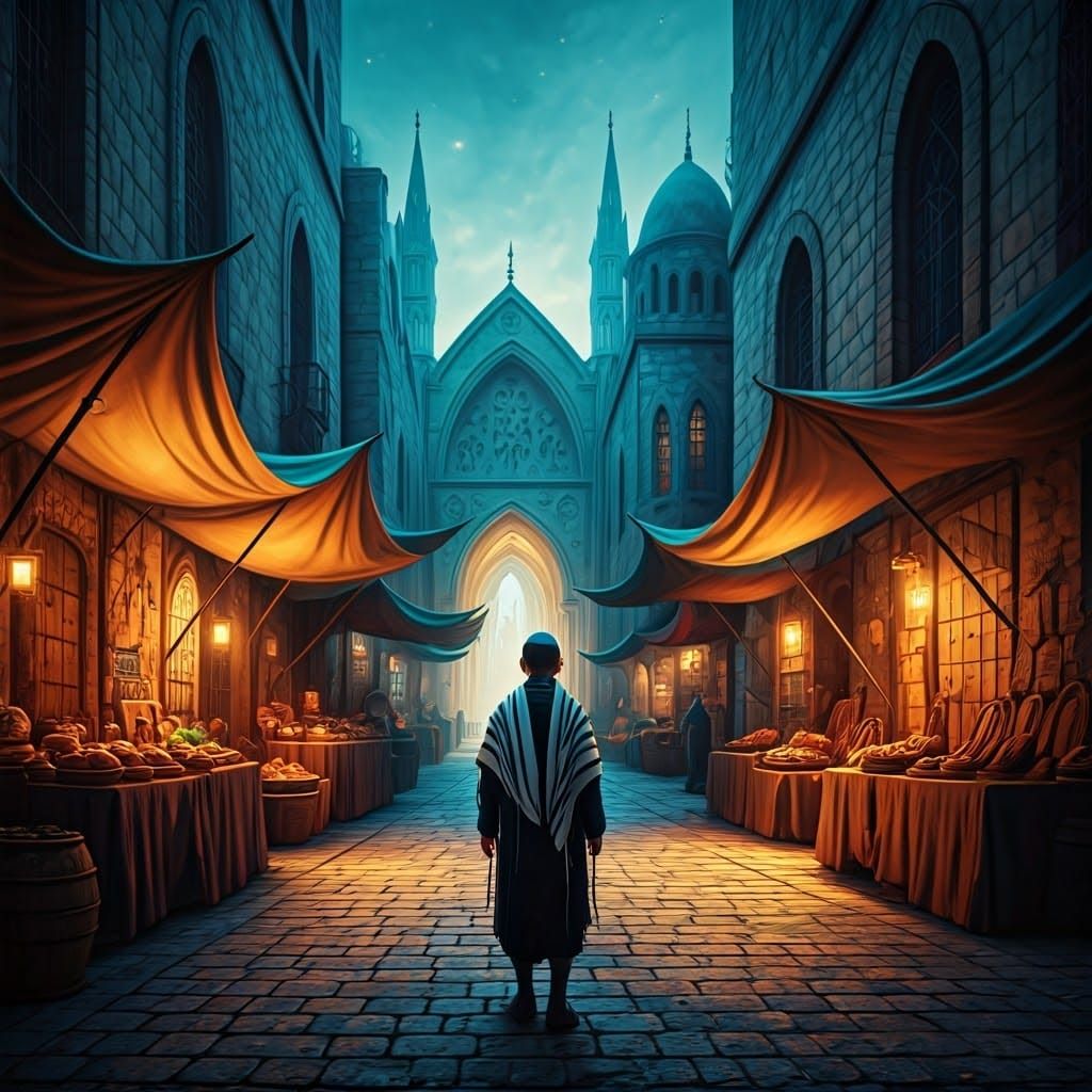 Jewish Boy Explores Jerusalem in Fantasy Art Style