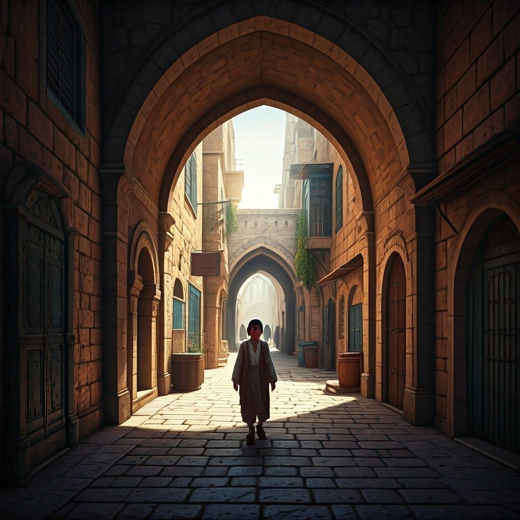 Jewish Boy in Jerusalem: Fantasy Illustration