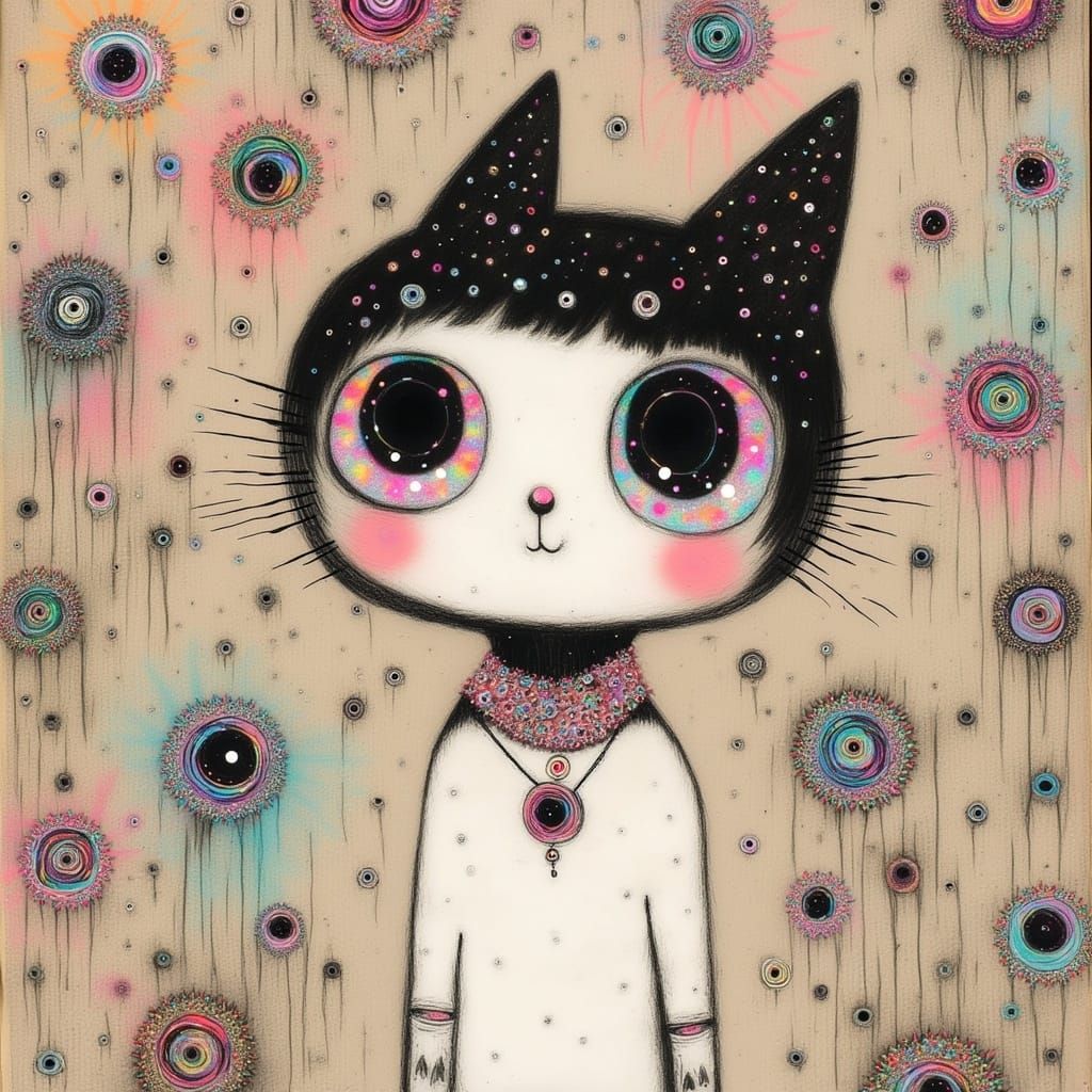 Dreamlike Feline in Whimsical Paisley Wonderland