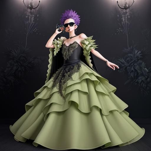 Punk Model in Artichoke Gown, Digital Painting