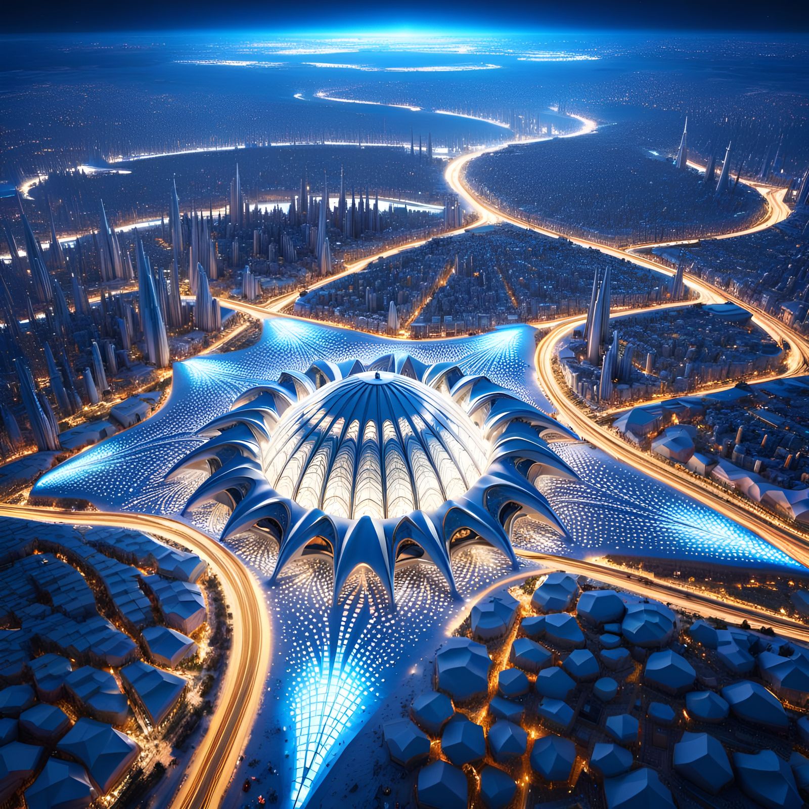 Futuristic Alien Megapolis in Gaudi Style