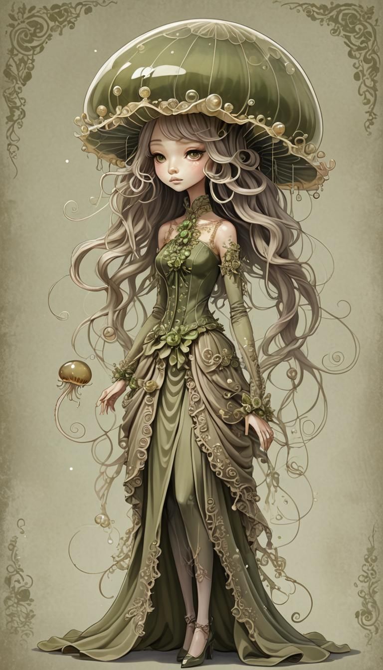 Anthropomorphic Jellyfish Princess in Formal Wear