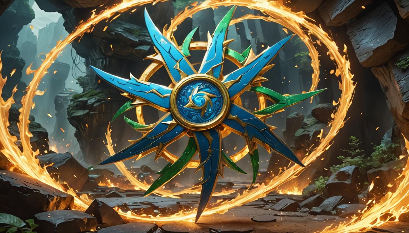 Spiraling Shuriken in Fire Cave: 3D Anime Art