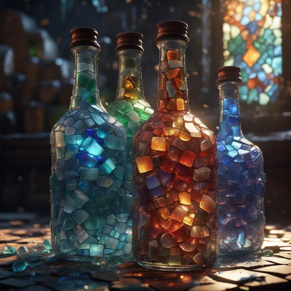 Backlit Mosaic Art Made of Broken Glass