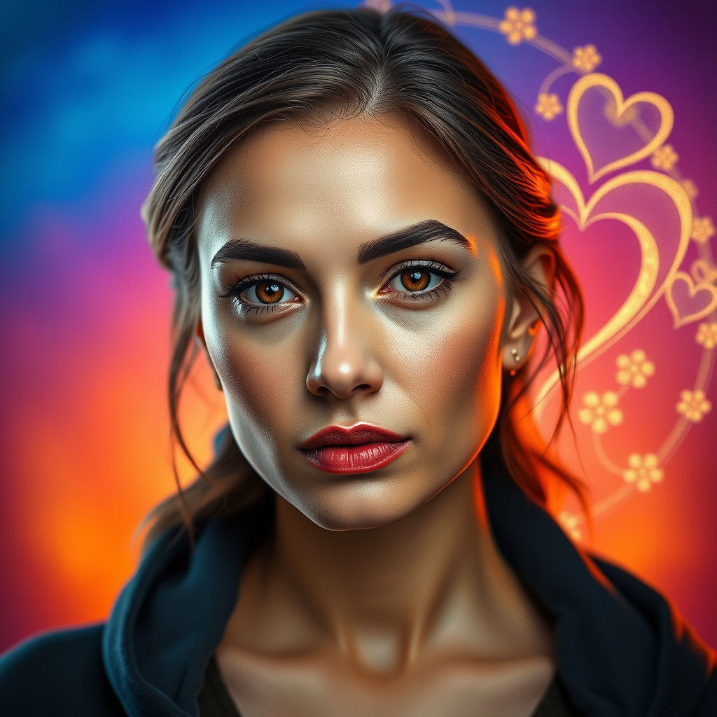 Empathetic Woman Portrait with Ombre Background