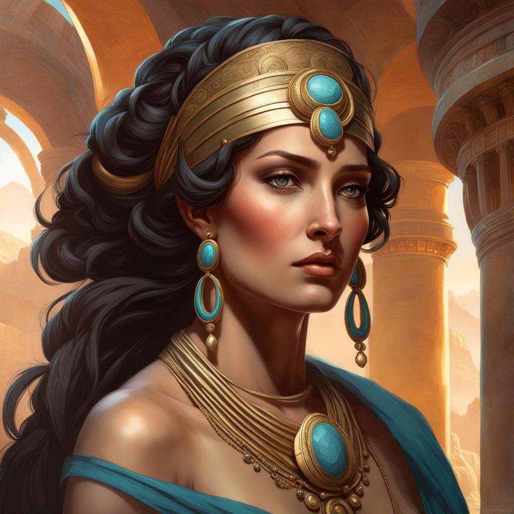 Etruscan Prophetess Tanaquil Portrait in Art Nouveau Style