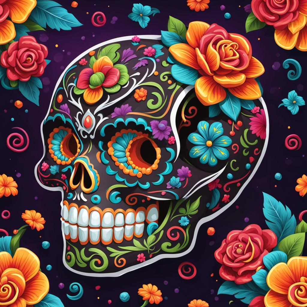Vibrant Sugar Skull for Day of the Dead