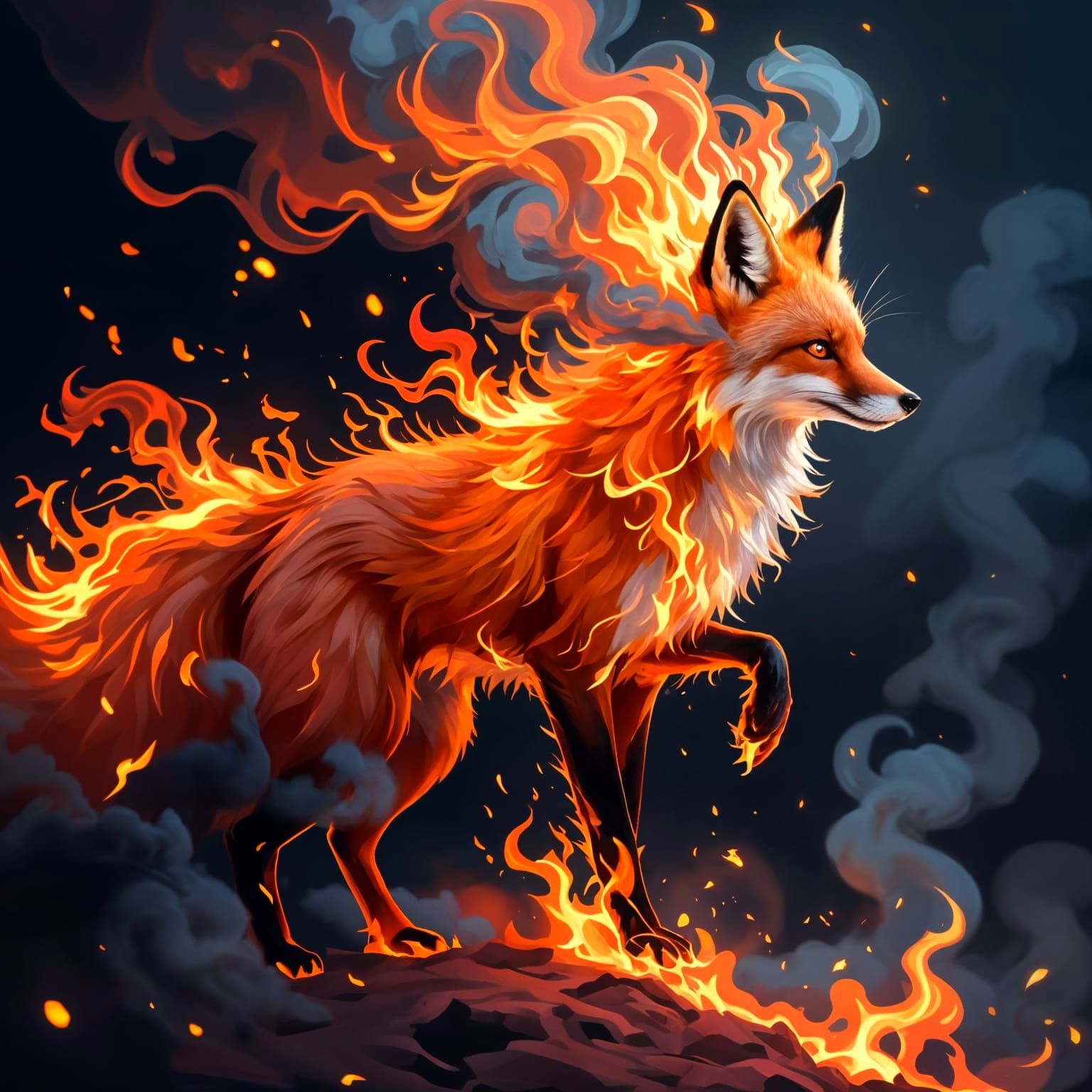 Fire and smoke fox