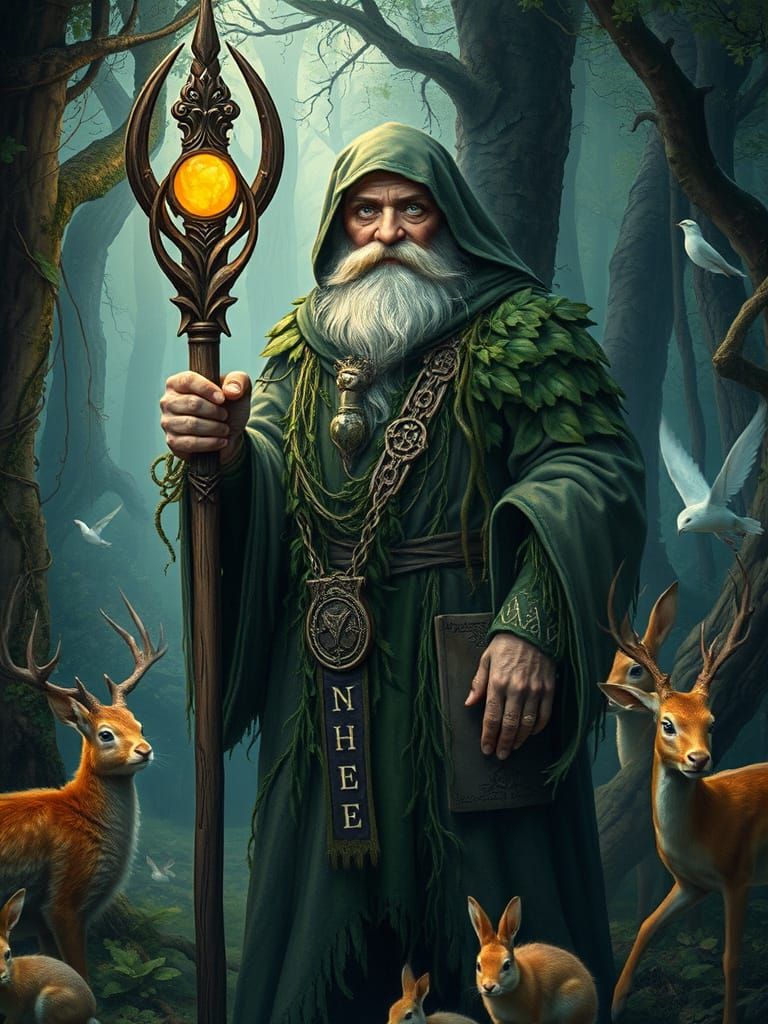 Ancient Forest Druid in Enchanted Woodland
