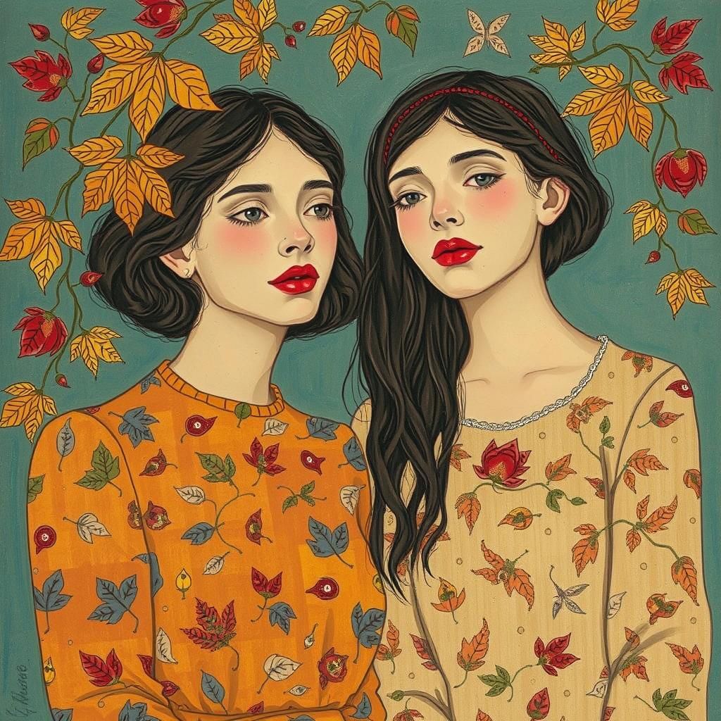 Autumnal Scene in Naive Art Style