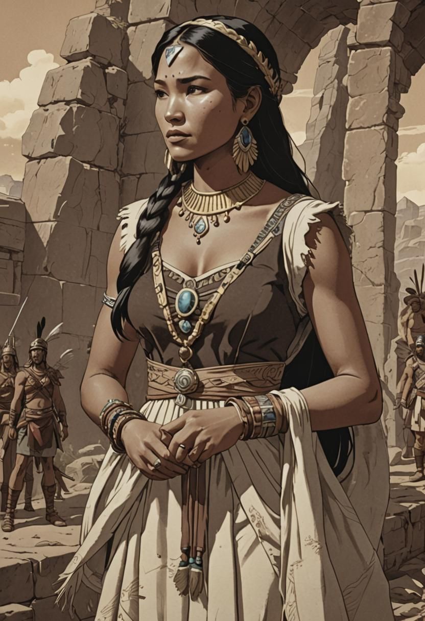 Pocahontas as Helen of Troy in Anime Style