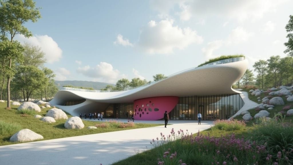 Futuristic Building with Iranian Geometry on African Hillsid...