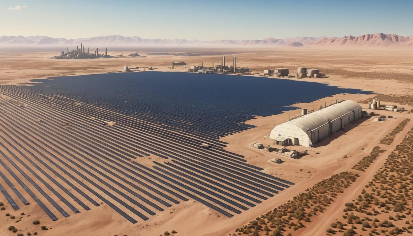 Futuristic Desert Power Station: Detailed Matte Painting