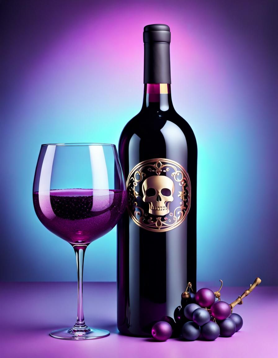 Pastel Goth Wine Bottle Icon in 8K
