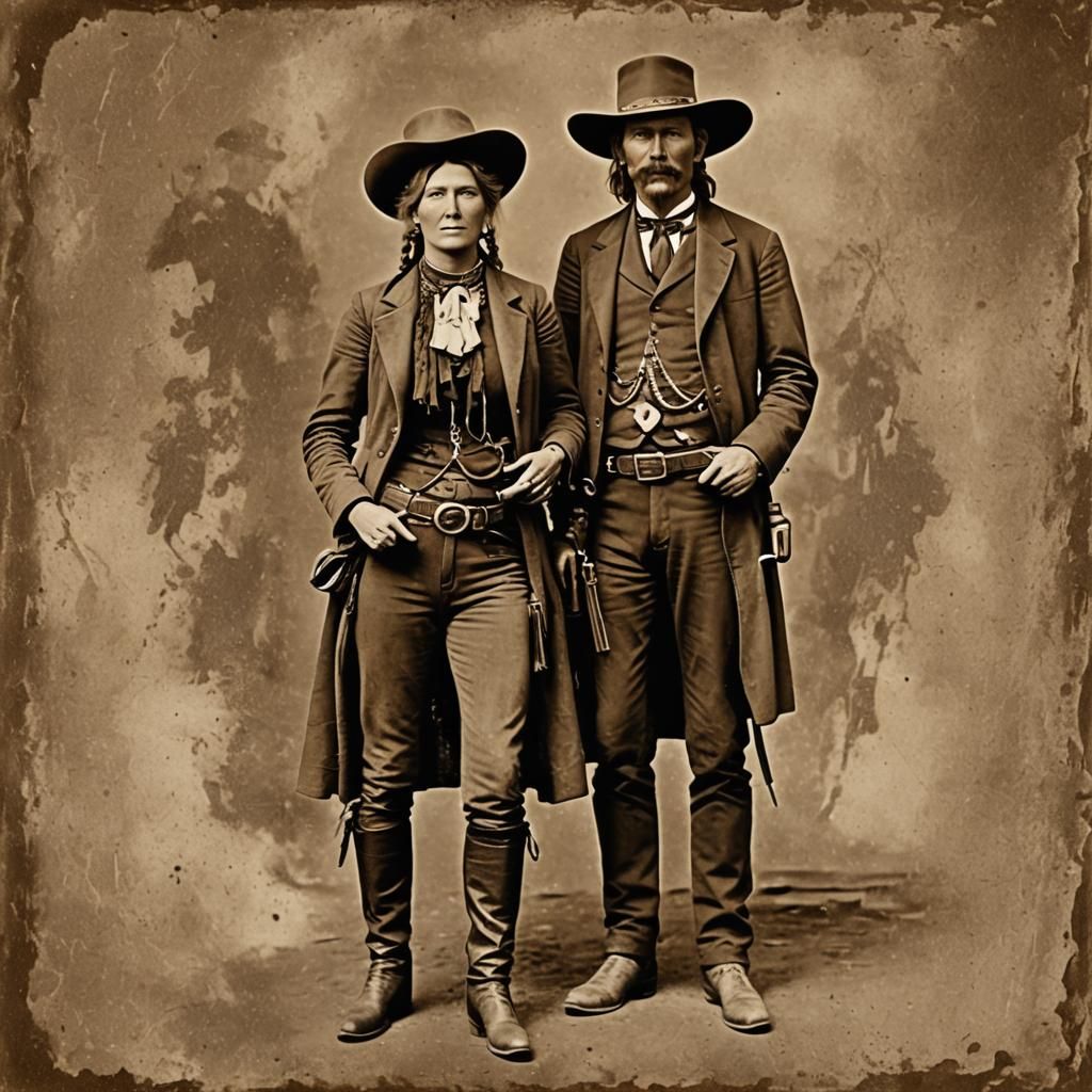 Studio portrait of Calamity Jane, and Wild Bill Hickok