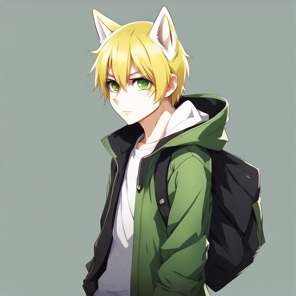 Anime Boy with Husky Features and Ponytail