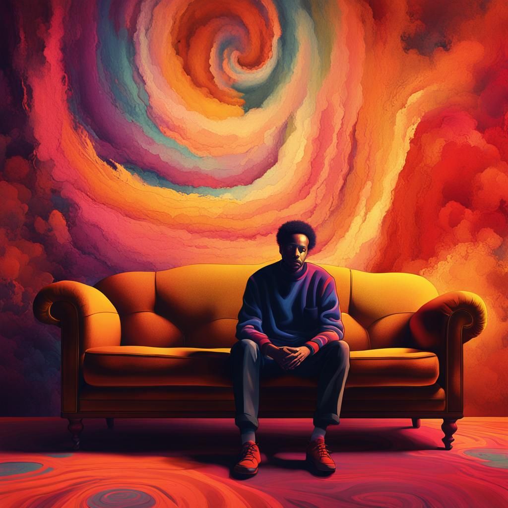 Surrealist Figure in a Dreamlike Room