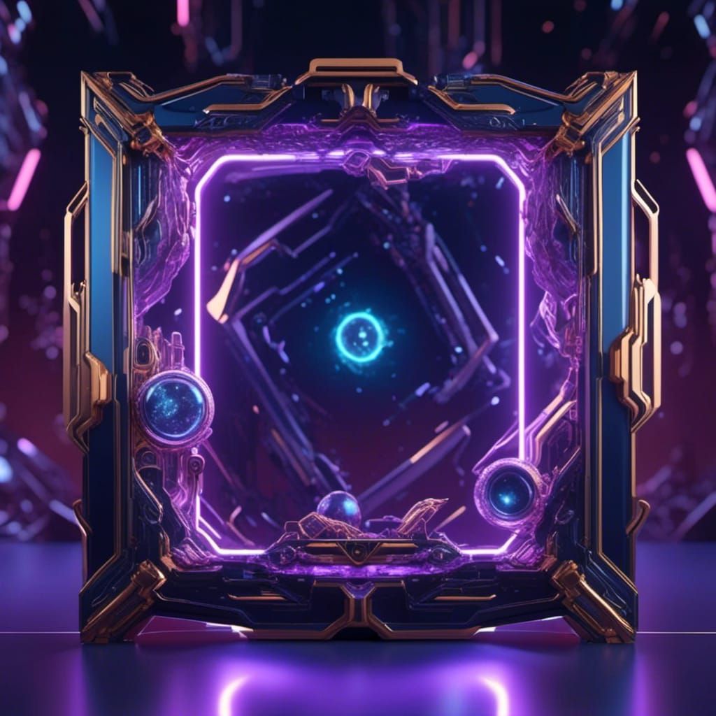 Futuristic Fantasy Photo Frame with Neon Highlights