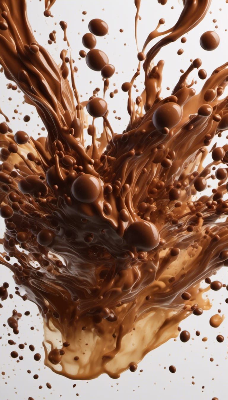 Chocolate and Coffee Bean Splash Art Illustration