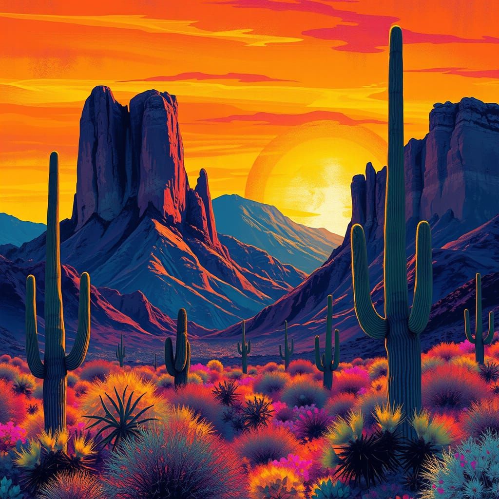Arizona Landscape in Graffiti Art Style
