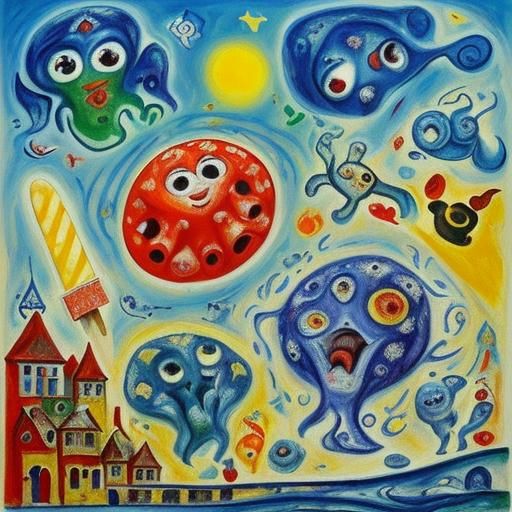 Amoeba's Sunny Day Out: Naive Art Adventure