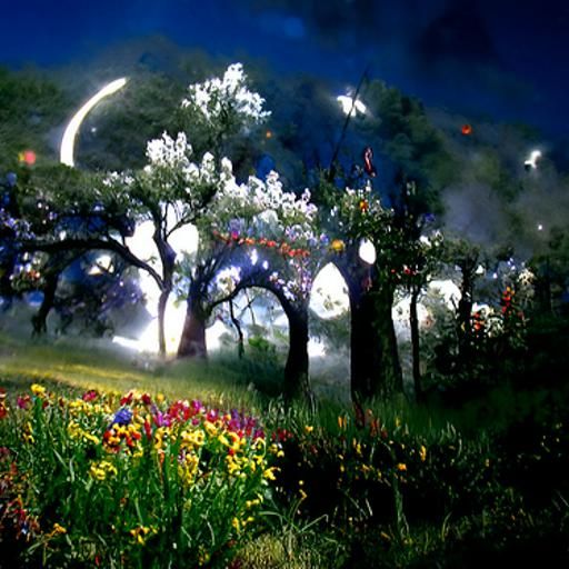 Ethereal Meadow at Night: Fantasy Landscape