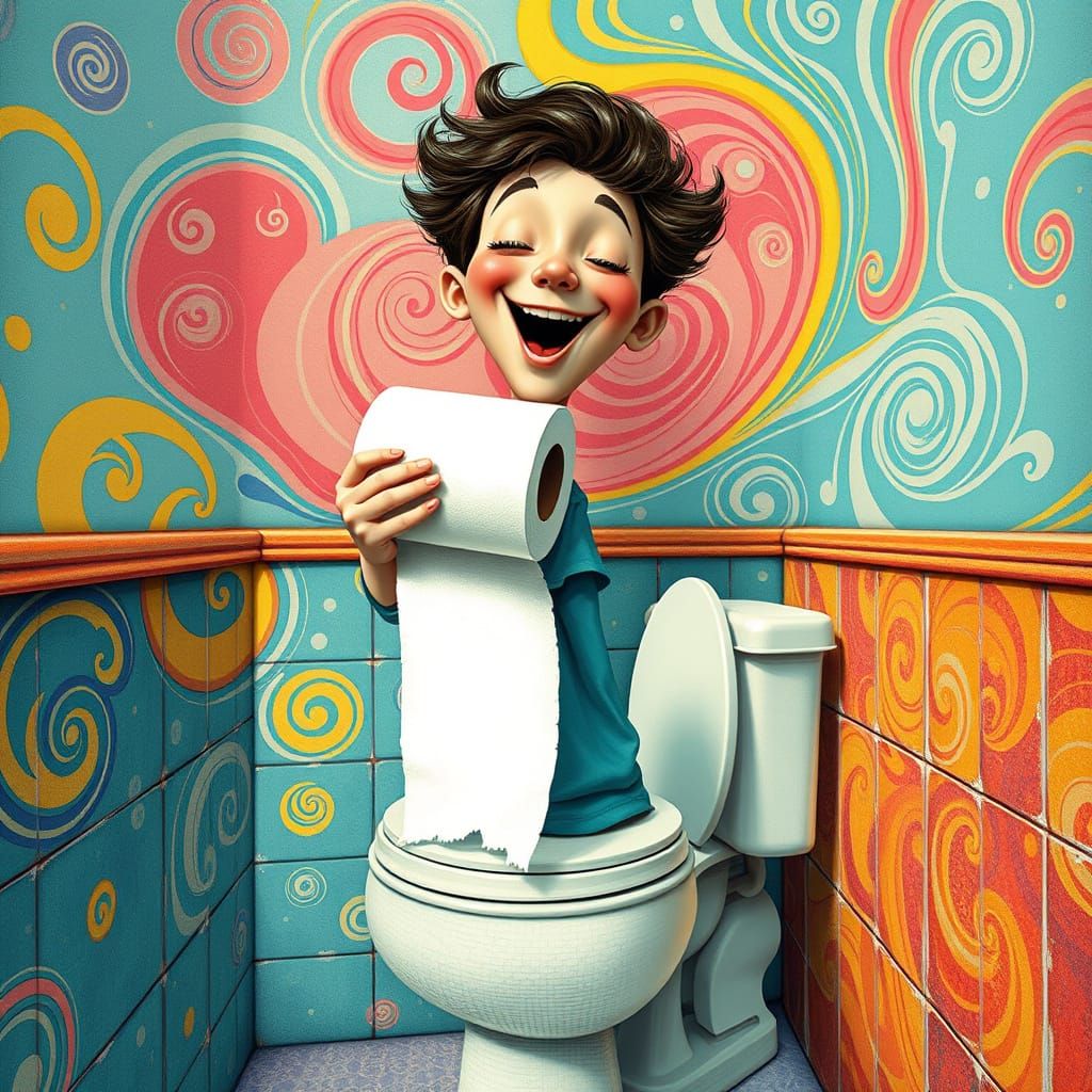 Surreal Dream World of Bathroom Bliss in Whimsical Toilet Pa...