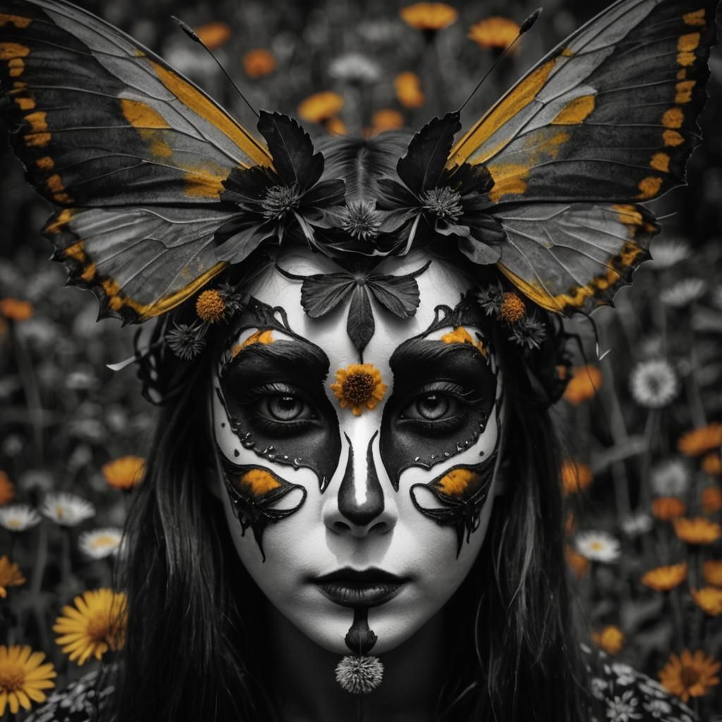 Dandelion Fairy in Black and White Rayograph