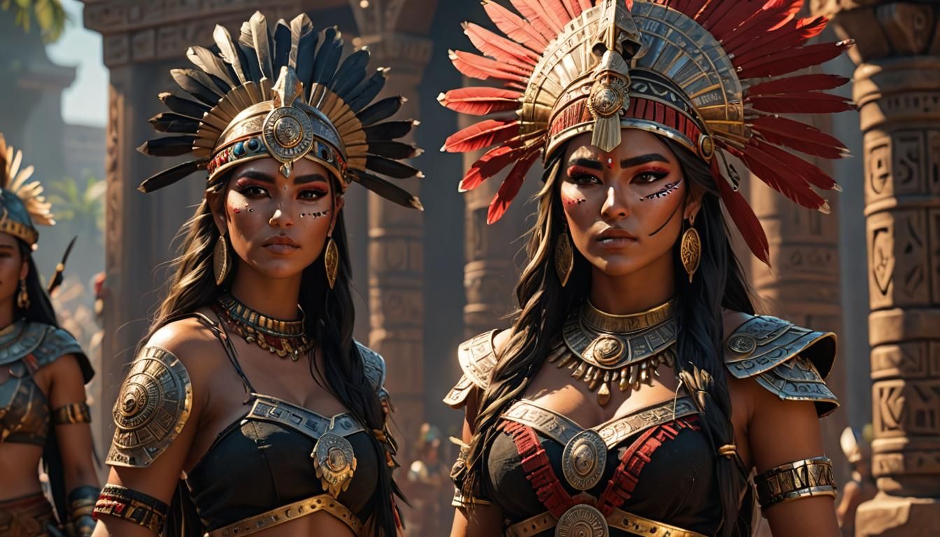 Aztec Queen and princess