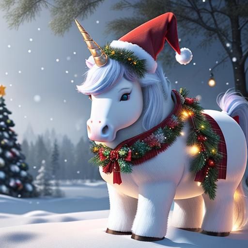 Festive Unicorn Family Christmas by Botero