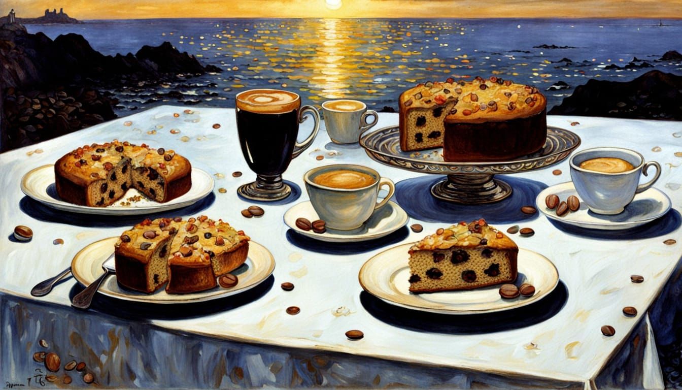 Starry Seashore Coffee as Elegant Realism