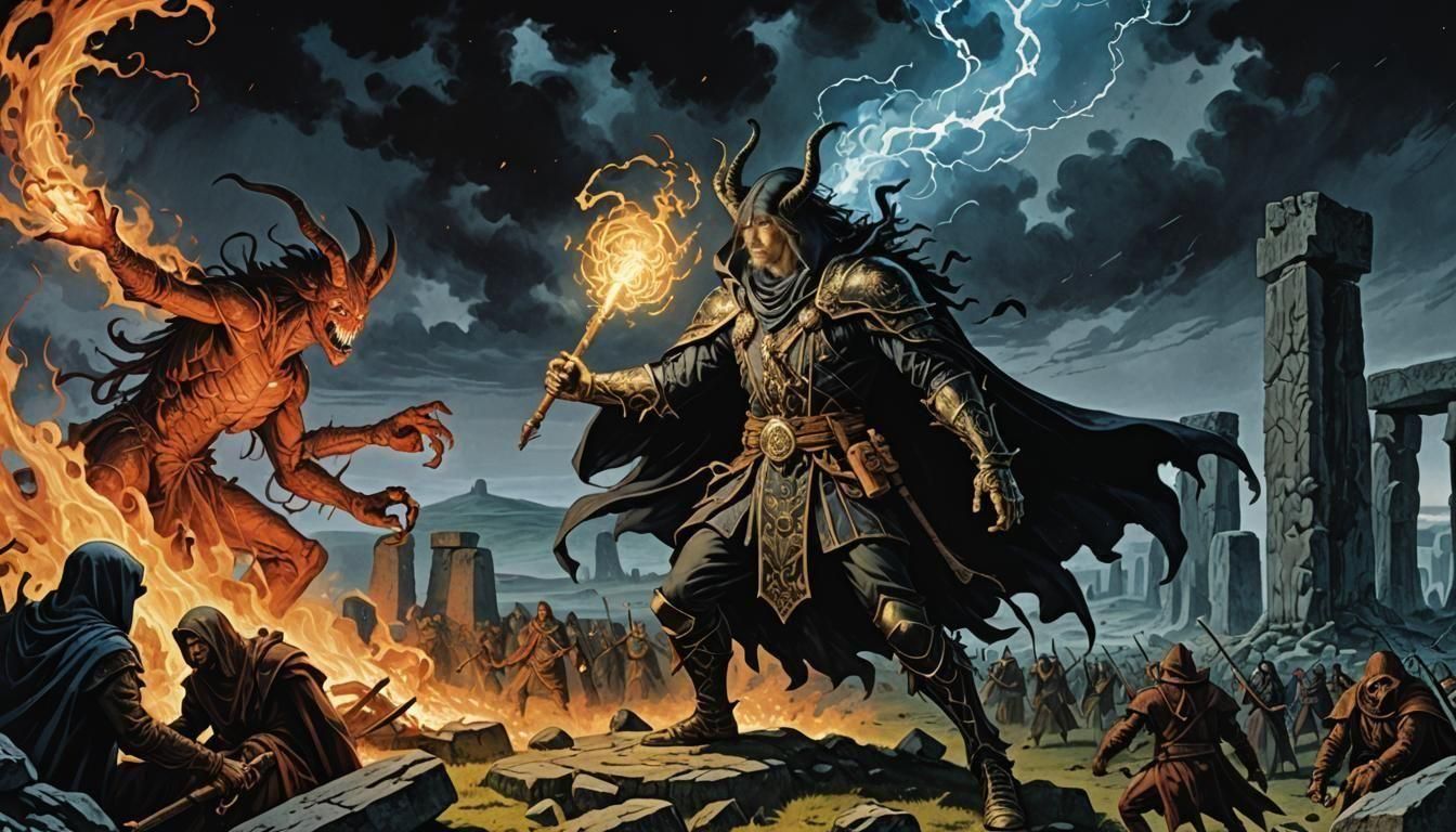 Mendo the warlock vs the fire demon