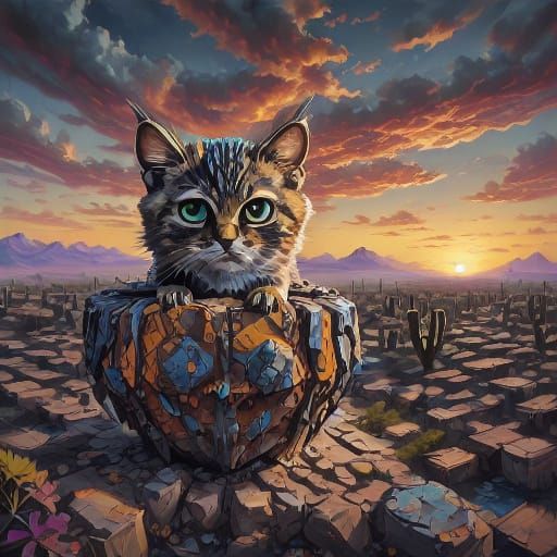 Sombrero Owl on Cactus in Graffiti Art Style