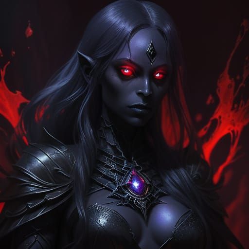Seductive Drow Priestess in Underground City