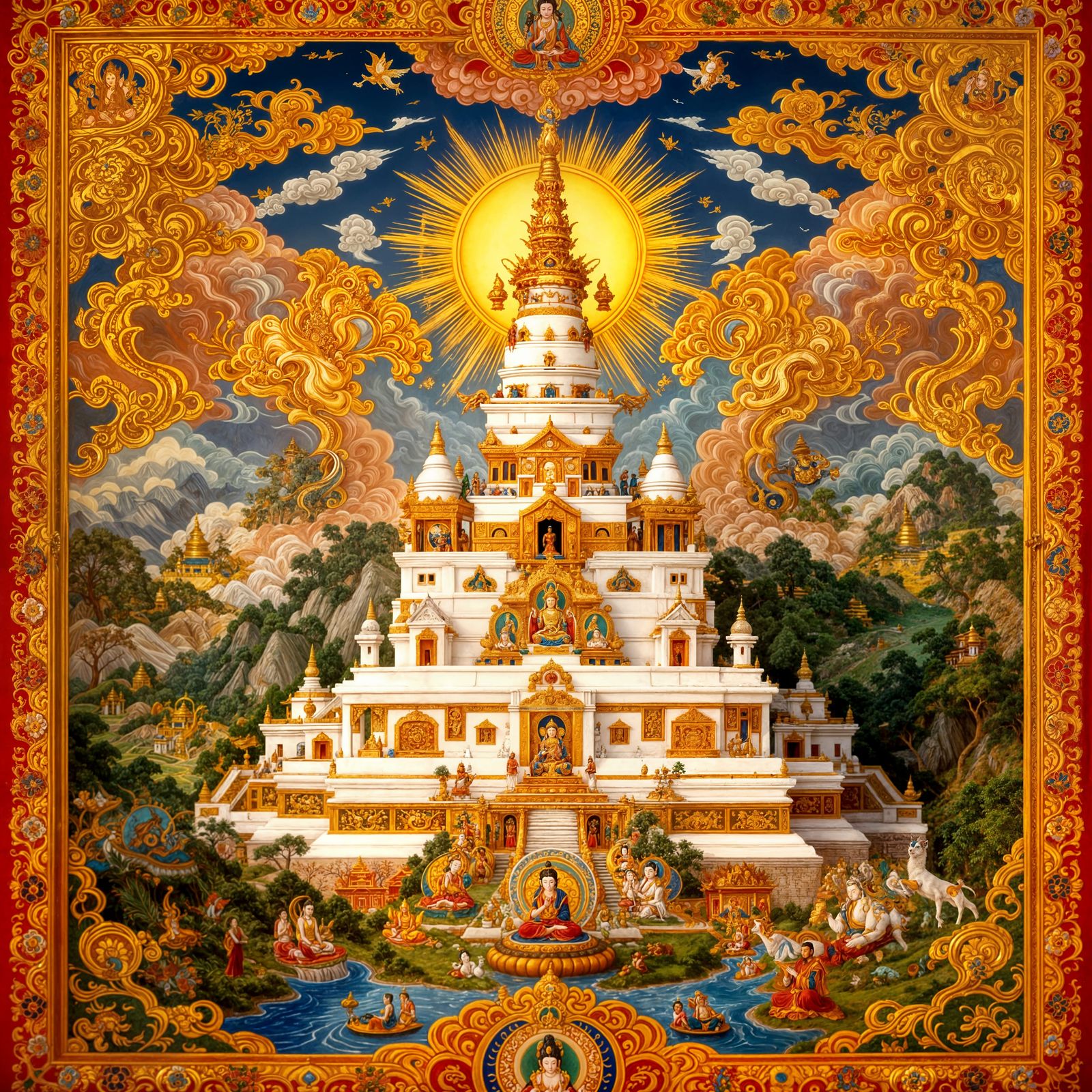 Vibrant Thangka Painting of Baita Si Temple