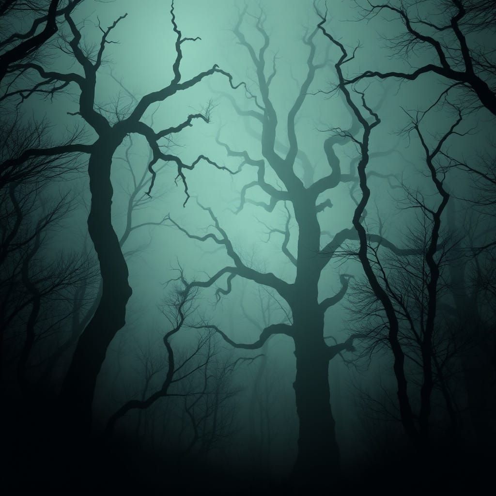 Twisted Forest in a Haunting, Surreal Landscape