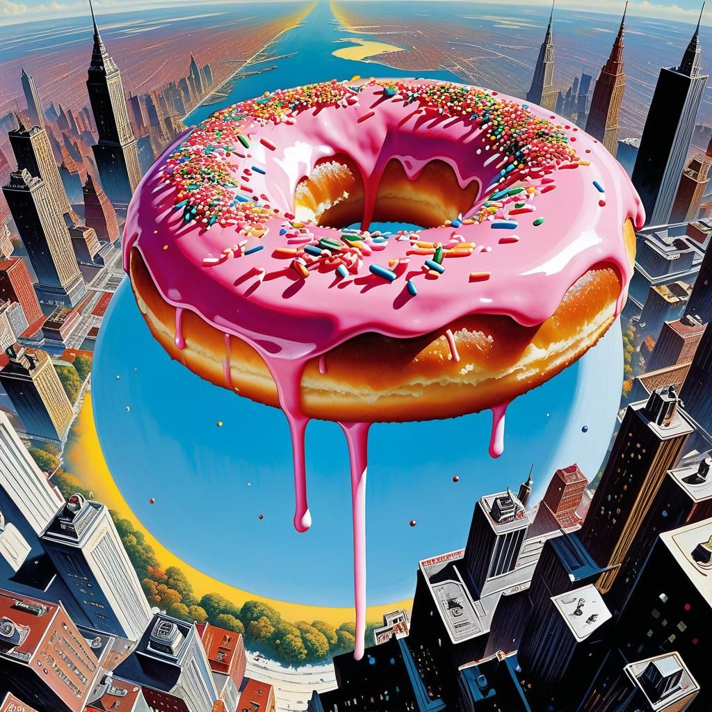 Lonely Donut Floats Through Retrofuturistic Space
