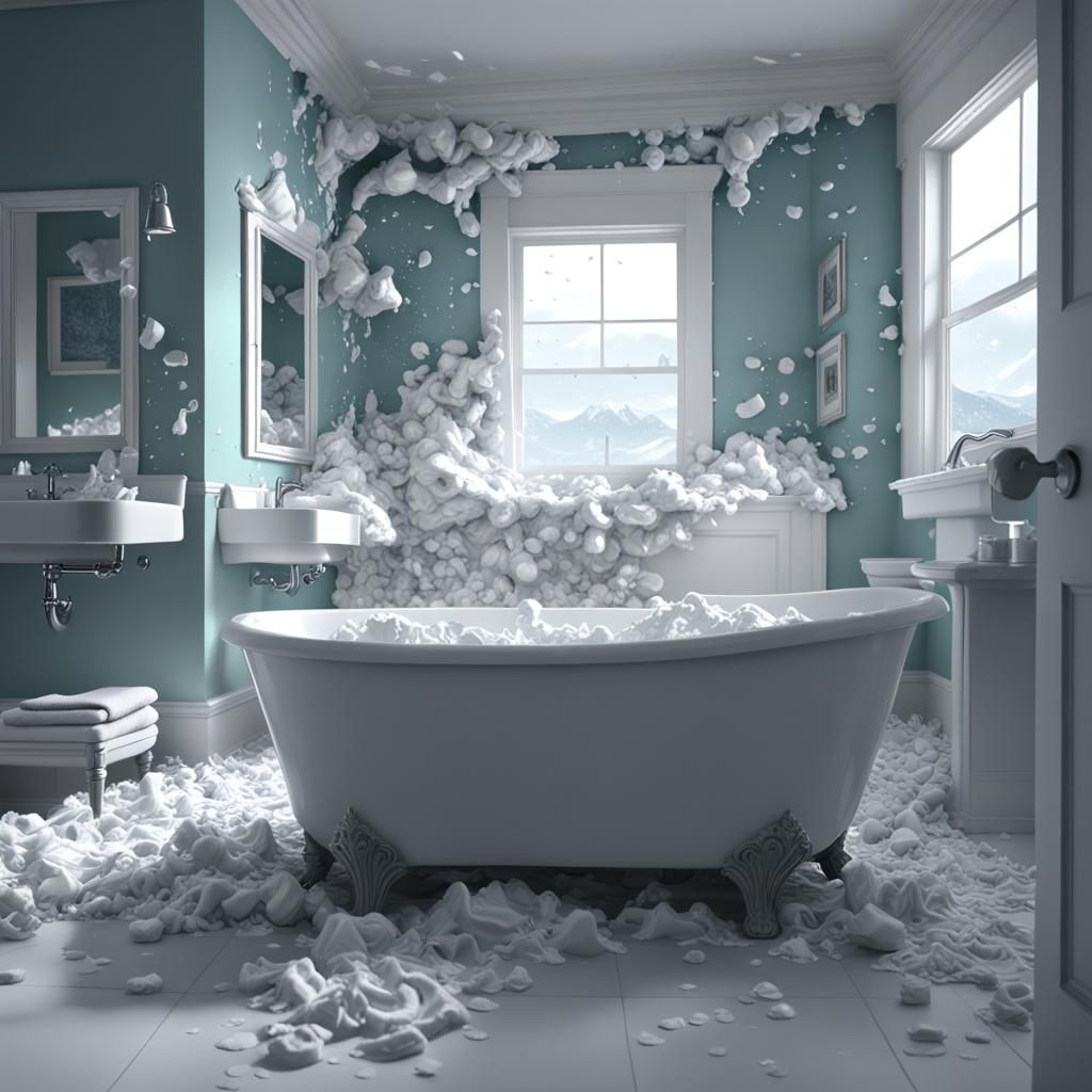 Bathroom Mishap: Shaving Cream Incident in Matte Painting