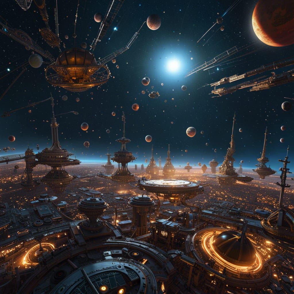 Spectacular Space View in Solarpunk Style