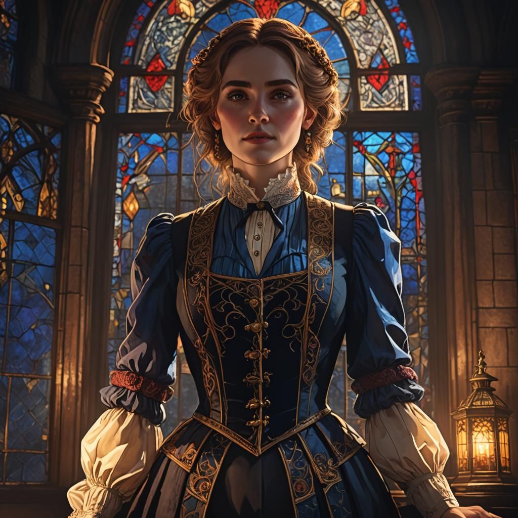 Victorian Woman Reads by Moonlight: Fantasy Concept Art
