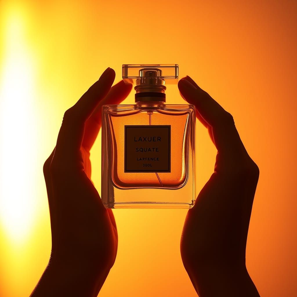 Luxury Perfume Bottle in Golden Hour Light