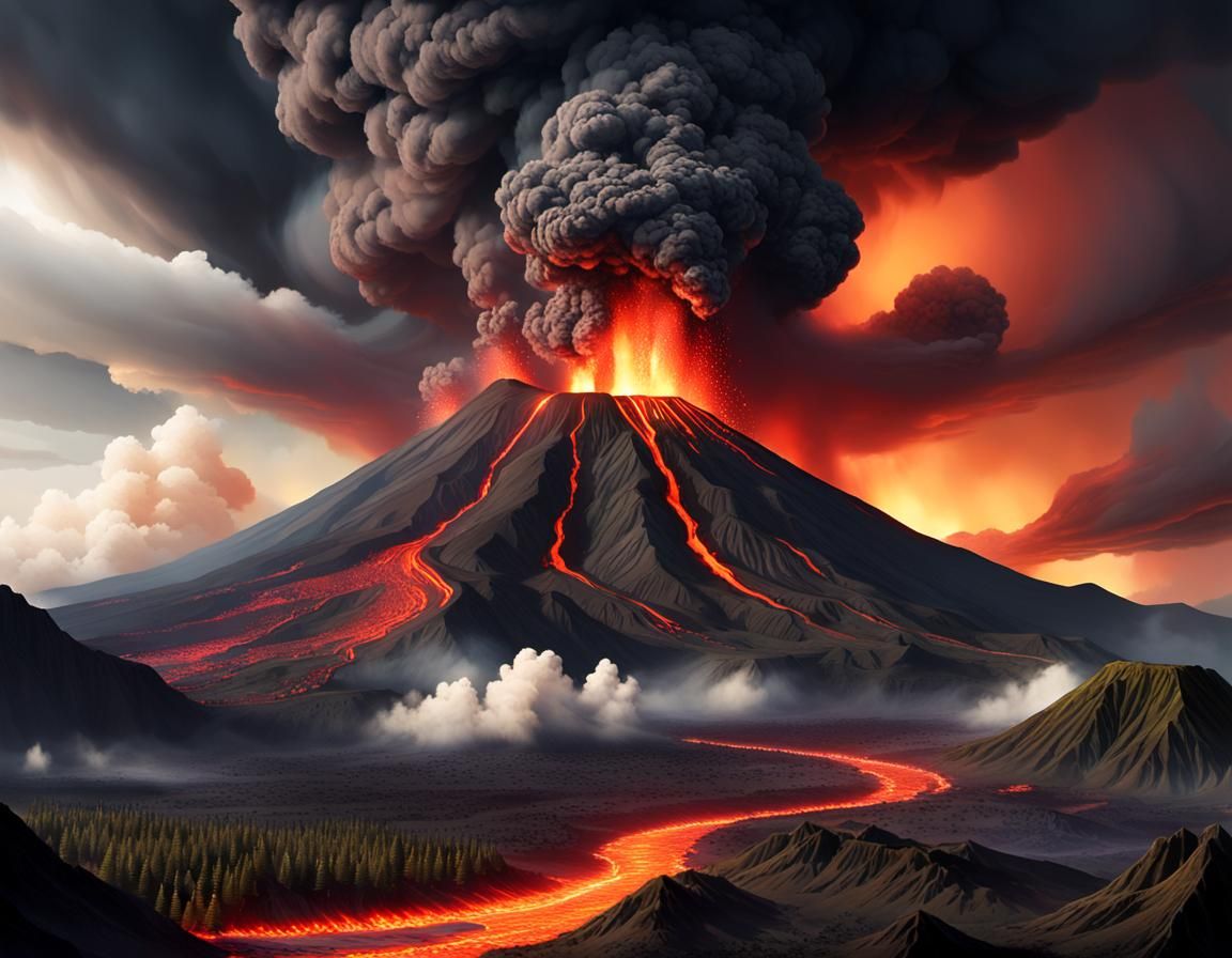 Explosive Volcanic Eruption: Lava, Fire, and Ash